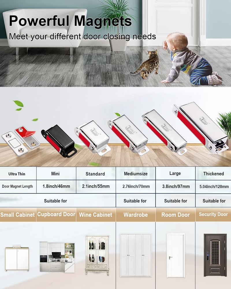 Jiayi Magnetic Door Catches 12 Pack Cabinet Door Magnets Black Magnetic Door Latches Catches Cupboard Door Closures for Kitchen Wardrobe Drawer Closet Door Closing - Image 5